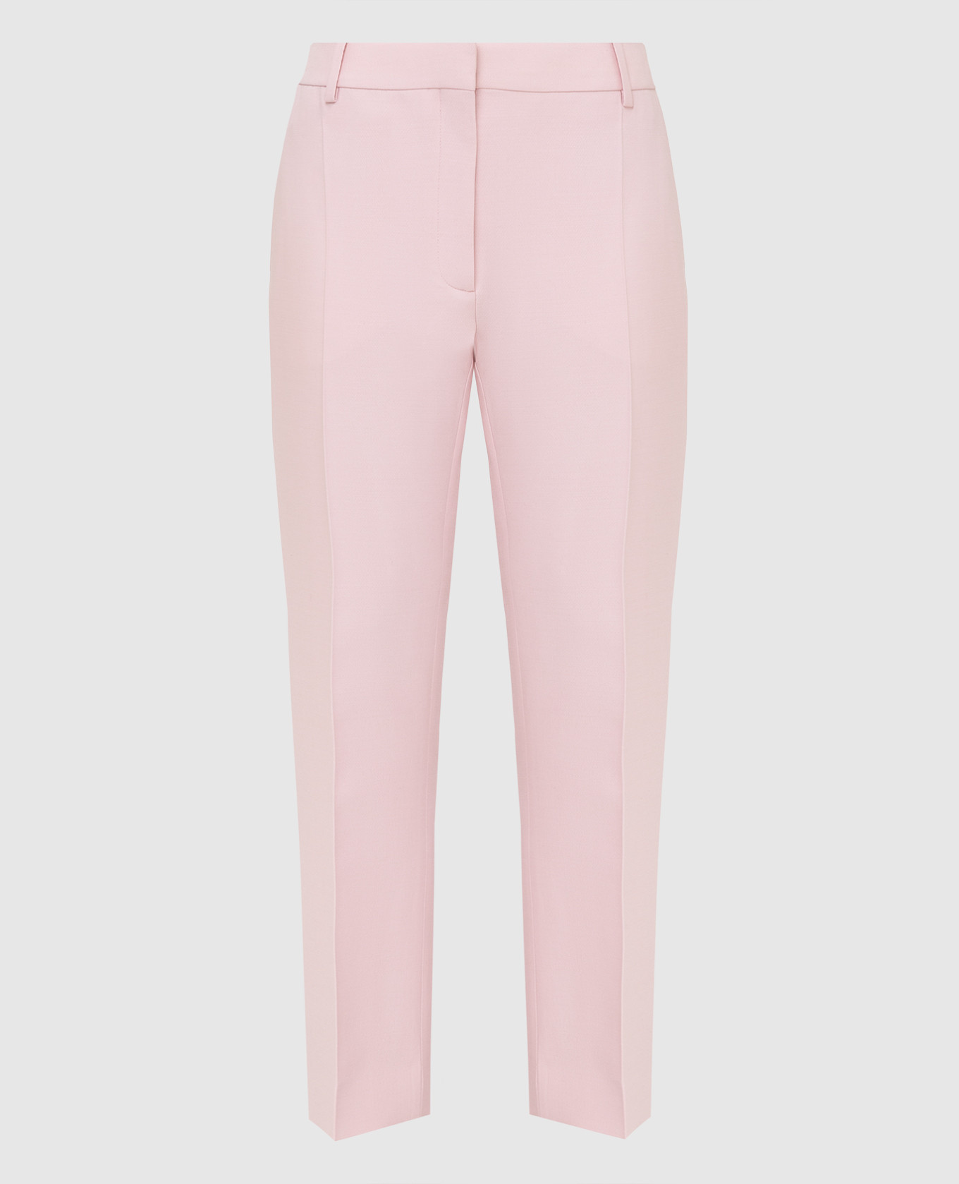 Розовые брюки из шерсти и шелка