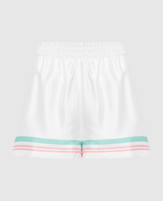 White Tennis Club Icon silk shorts with logo