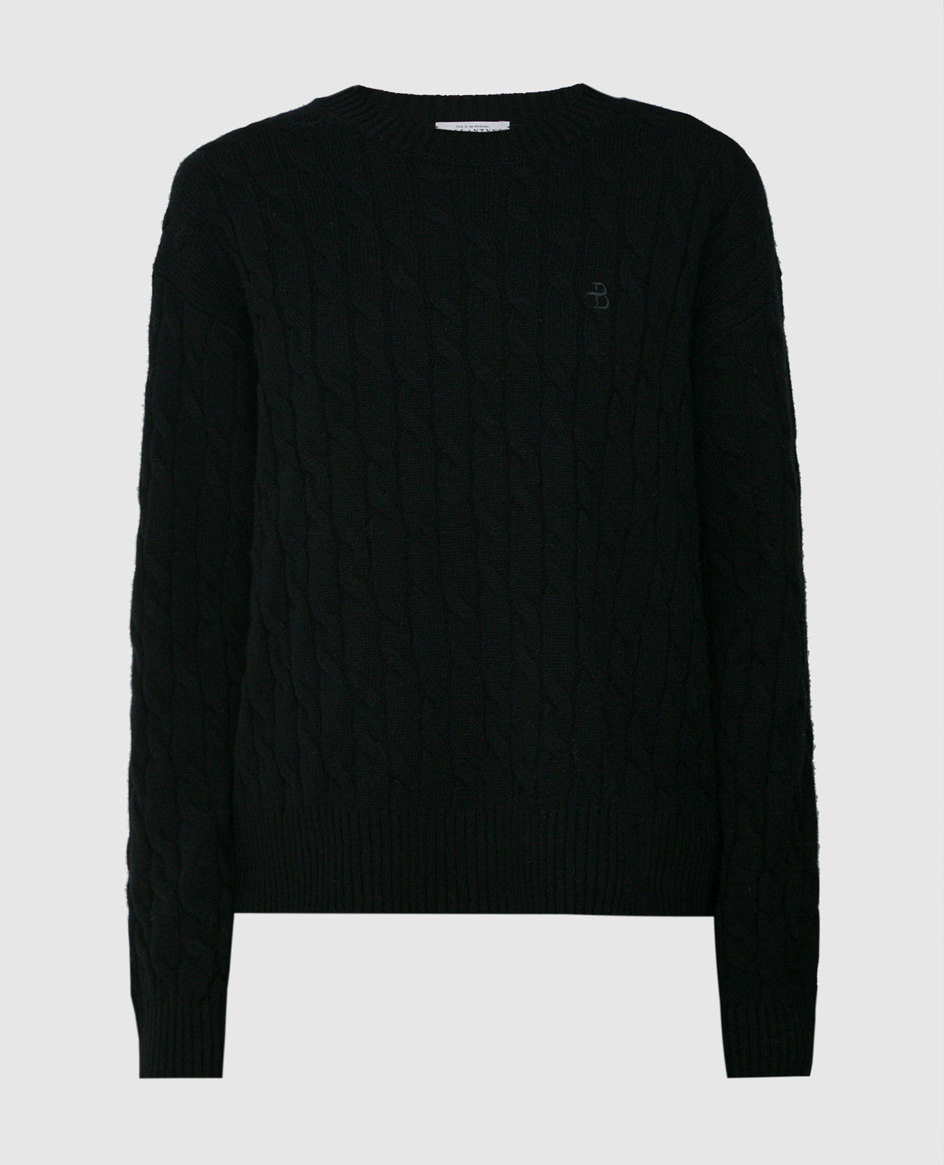 Черный свитер из шерсти в фактурный узор
