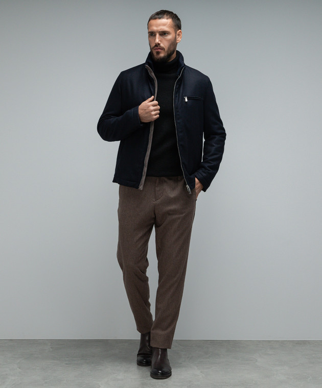 Enrico Mandelli - Blue logo wool and cashmere jacket A7T7203821 - buy ...