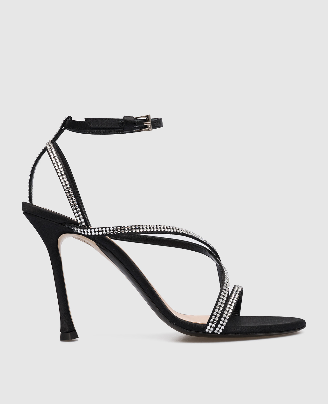 

Черные босоножки с кристаллами, Черный, Босоножки
