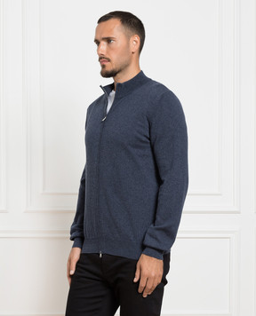 Cashmere&Whiskey Синій меланжевий кардиган з кашеміру на блискавці MU8671312341R