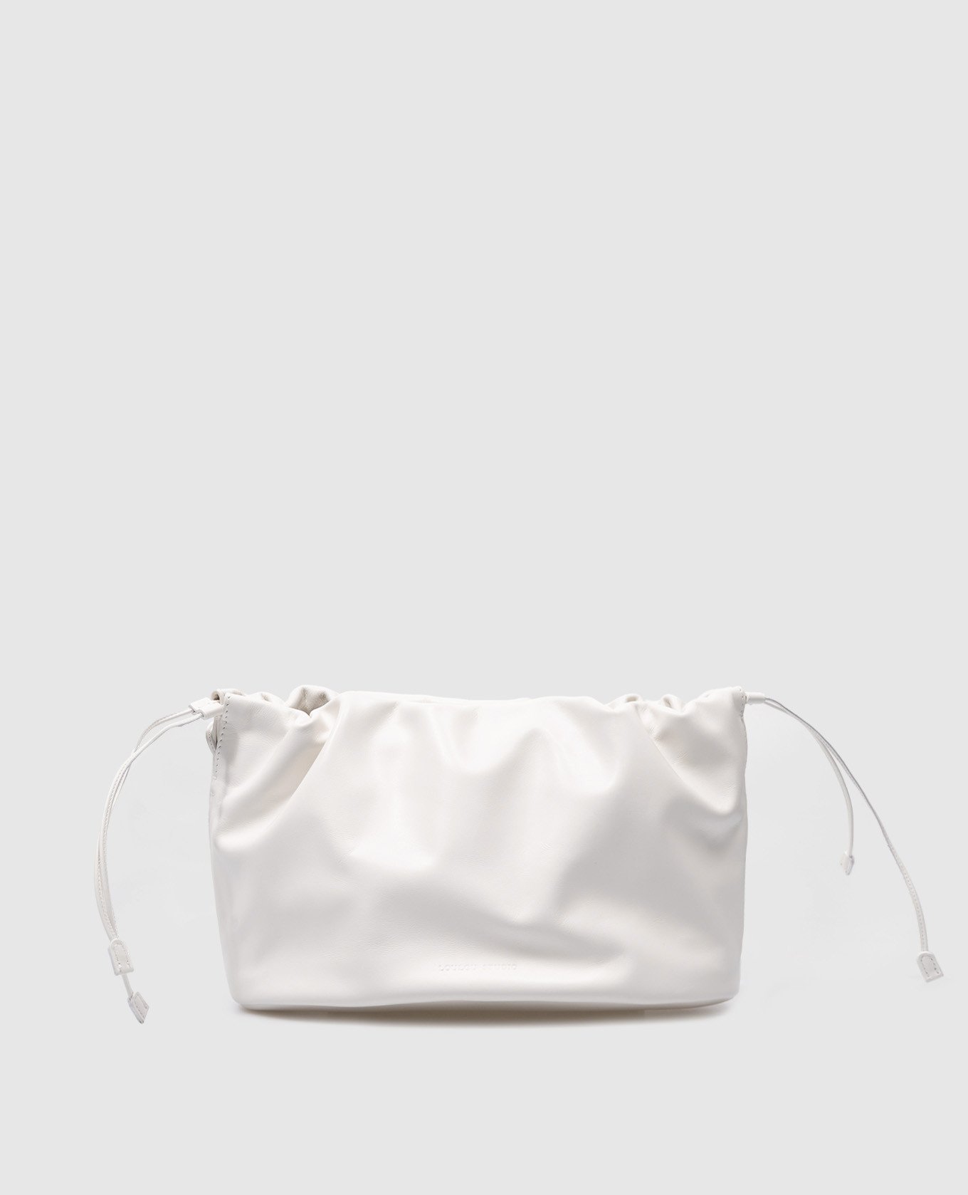 White leather LOU clutch bag with logo