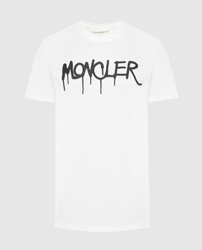 Moncler Біла футболка з принтом логотипа 8C0001383927