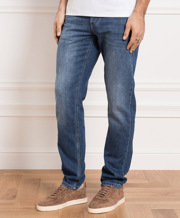 Brunello Cucinelli Blue jeans with a distressed effect ME228D2220 изображение 3