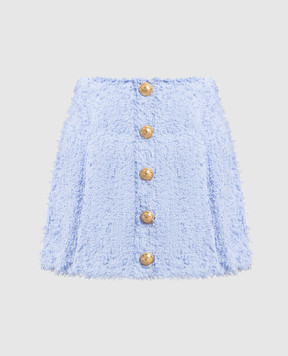 Balmain Голубая твидовая юбка мини AF0LA158XC67