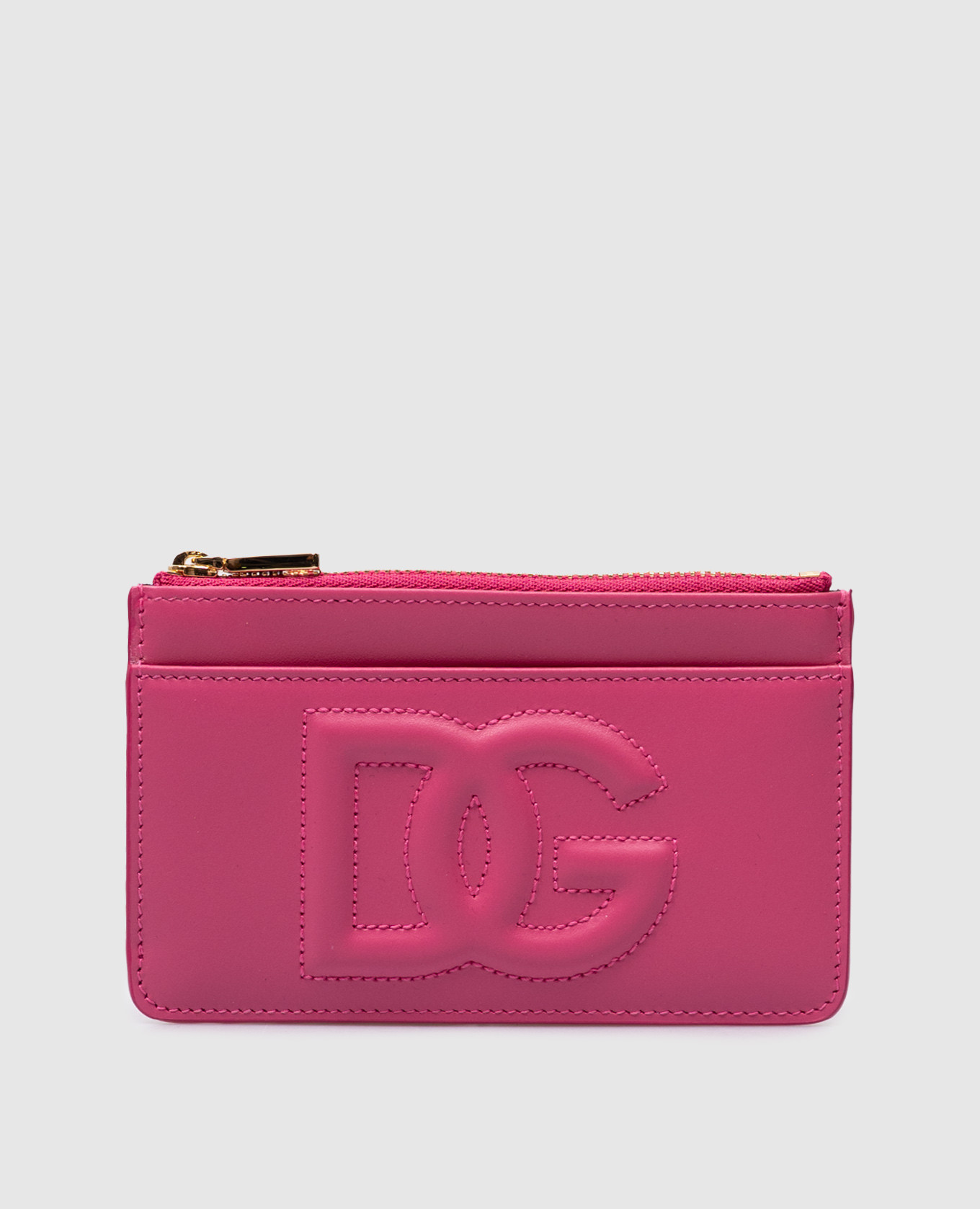 Розовый кожаный кошелек DG LOGO