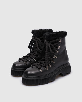 Santoni Черные кожаные ботинки на меху WBCI61037NERPABL