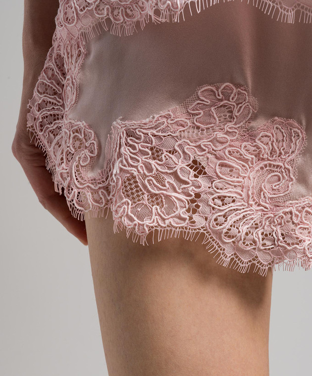 Ermanno Scervino Pink silk pajama shorts with lace D434P300RJK image 5