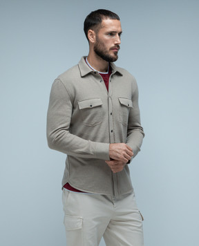 Brunello Cucinelli Бежевая рубашка из шерсти, кашемира и шелка M3600276