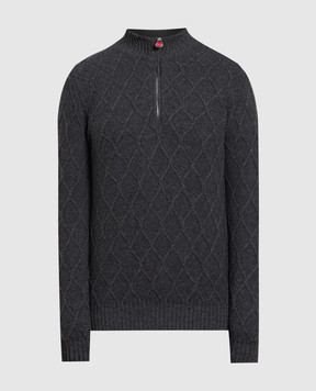 Kiton Серый свитер с кшемиром в узор. UK1378W23