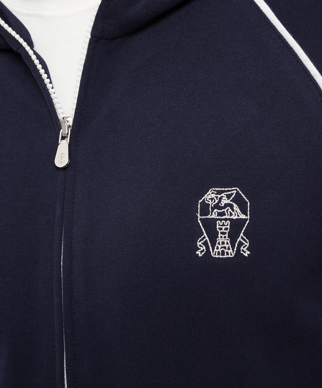 Brunello Cucinelli Темно-синяя спортивная кофта с вышивкой логотипа MTU143109G изображение 5
