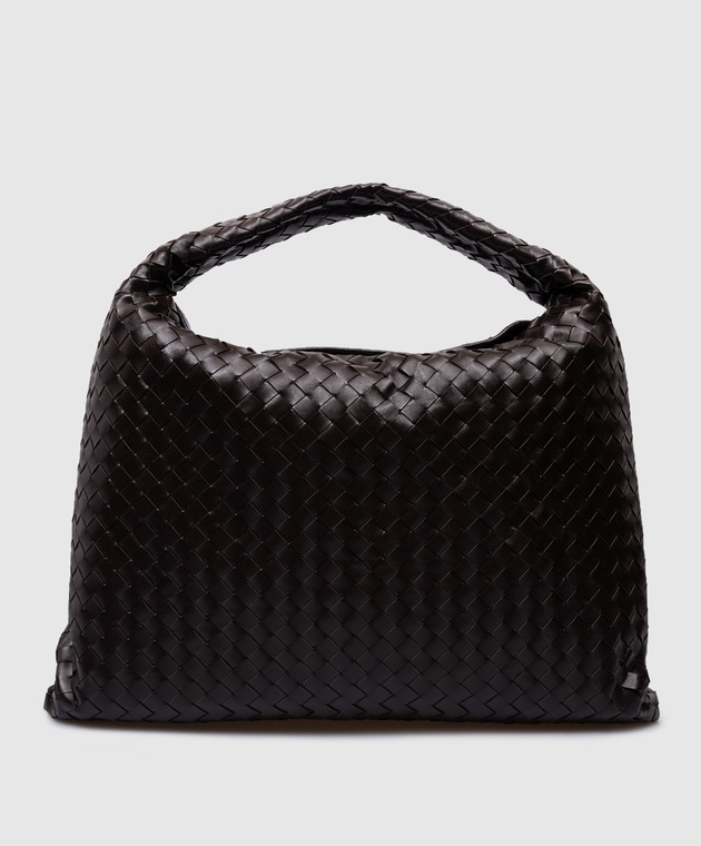 バッグ BOTTEGA VENETA Bottega Veneta - Коричневая кожаная сумка Large Hop с плетением