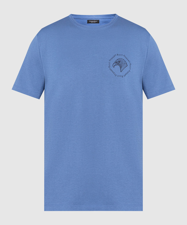 Stefano Ricci Блакитна футболка з принтом логотипу MNH3102130803