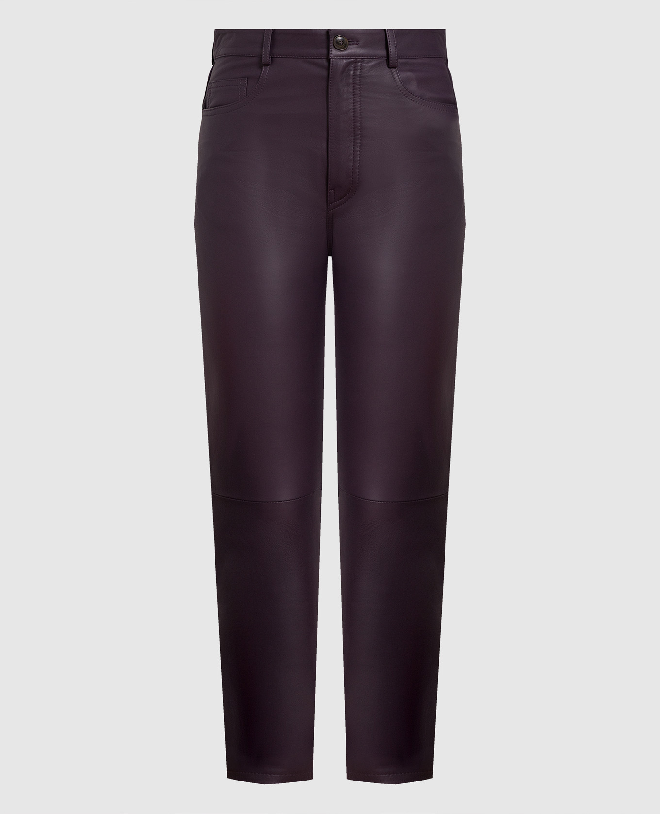 Фиолетовые кожаные брюки
