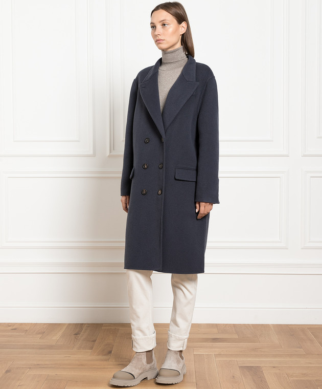 Brunello Cucinelli Blue double-breasted wool and cashmere coat MD5329728P image 3