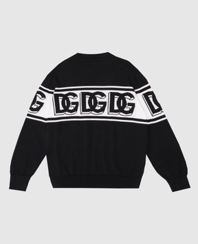 Dolce&Gabbana Детский черный свитер из шерсти с узором логотипа L4KWE1JCVR9812+