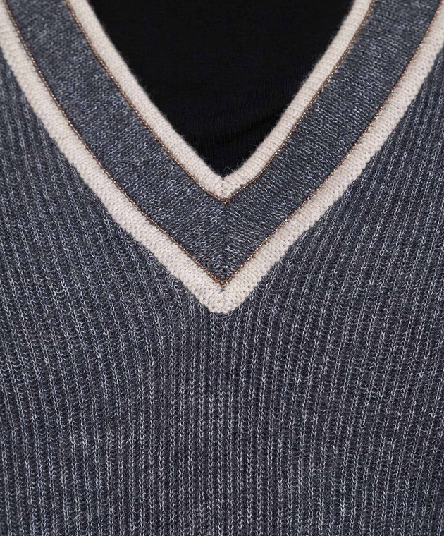 Brunello Cucinelli Gray pullover with monil chain MER188512P image 5