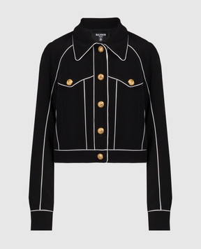 Balmain Черная куртка Western с вышивкой логотипа CF1TC120VB00