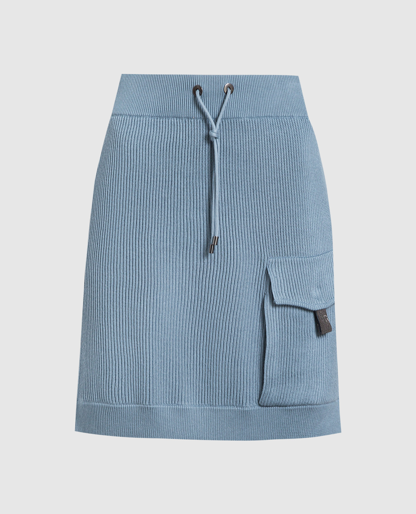 Blue ribbed skirt with eco-brass