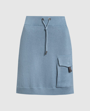 Brunello Cucinelli Голубая юбка в рубчик с эколатунью M19174289P