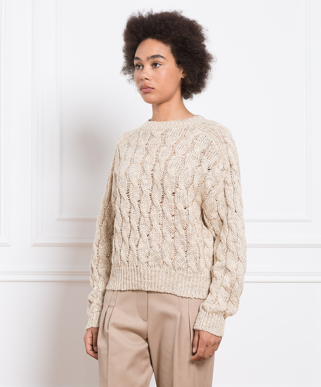 Brunello Cucinelli Beige sweater with sequins MEA358600P image 3