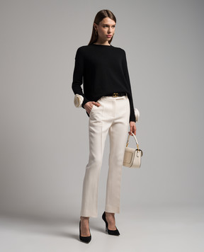 Valentino Белые брюки клеш Crepe Couture с металлическим логотипом 4B3RB3681CF