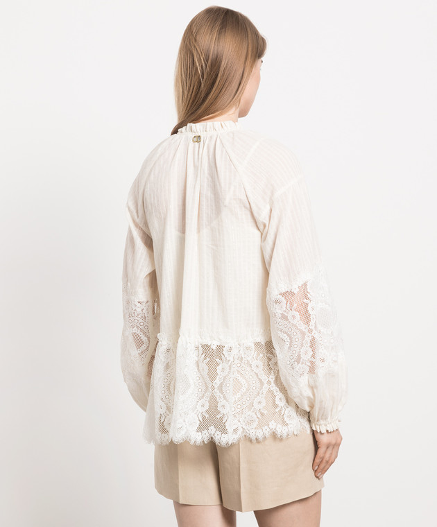 Twinset White blouse with lace and lurex 231TT2095 image 4