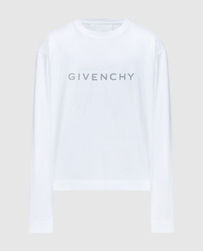 Givenchy Білий лонгслів зі світловідбиваючим принтом логотипа BM71KK3YJ9