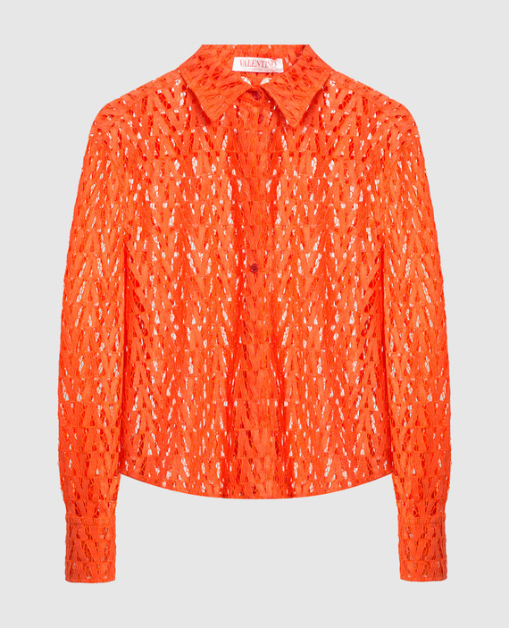 Orange cotton lace shirt