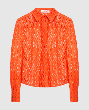 Valentino Оранжевая рубашка из хлопкового кружева XB3AB3A16W1
