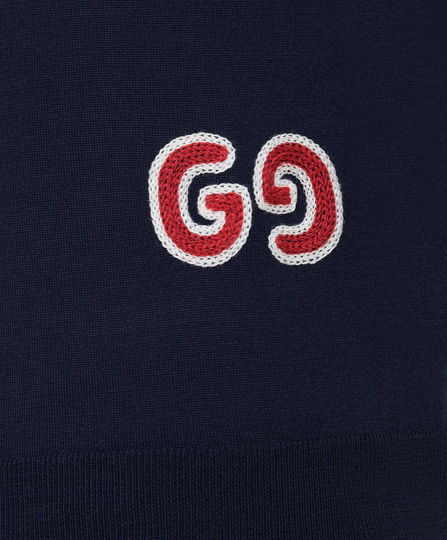 Gucci Темно-синий джемпер из шерсти 576810 изображение 5
