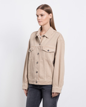 Palm Angels Бежева джинсова куртка PWEA109E23FAB001