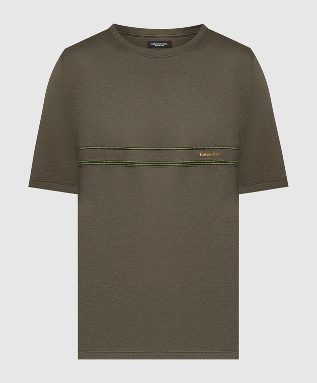 Stefano Ricci Khaki t-shirt with metallic logo MNH3402670803