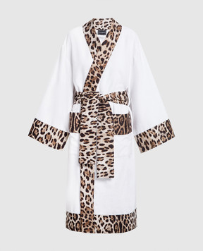 Dolce&Gabbana Белый халат с анималистическим узором TCF010TCAGO