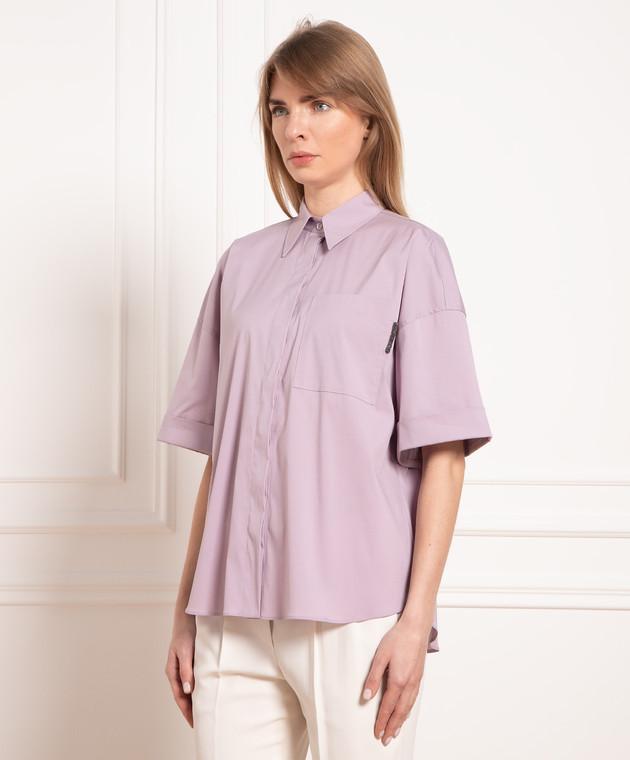 Brunello Cucinelli Purple shirt with monil chain M0091MF157 изображение 3