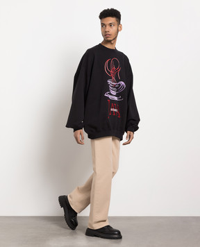 Vetements Черный свитшот с вышивкой UE54CW100B