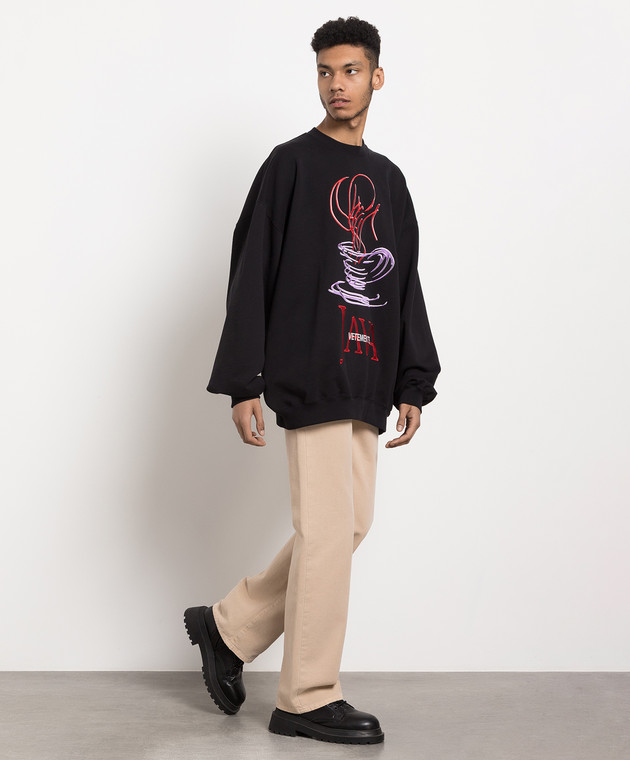 Vetements Black sweatshirt with embroidery UE54CW100B image 2