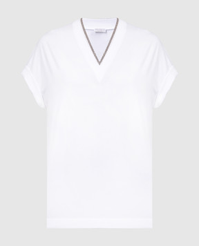 Brunello Cucinelli Белая футболка с цепочкой мониль M0T18BD222
