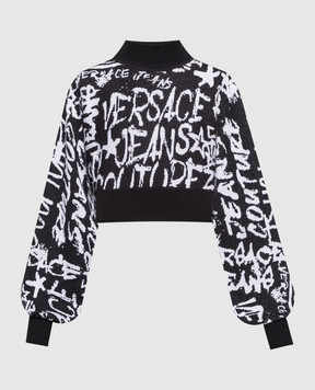Versace Jeans Couture Черный свитер в логотипе шаблон. 75HAFM25CM27N
