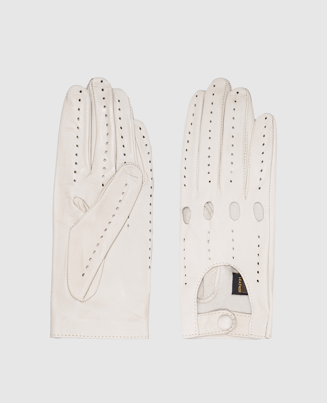 Beige leather gloves with perforation