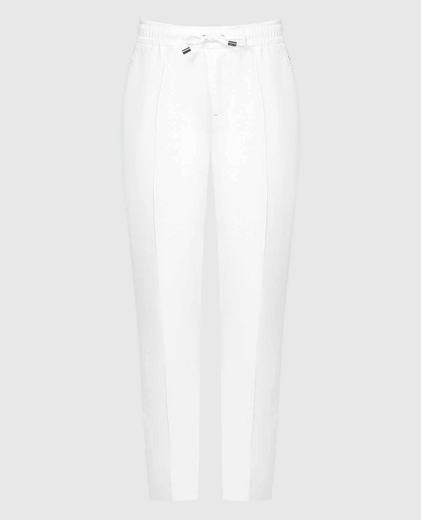 Белые брюки с вышивкой логотипа