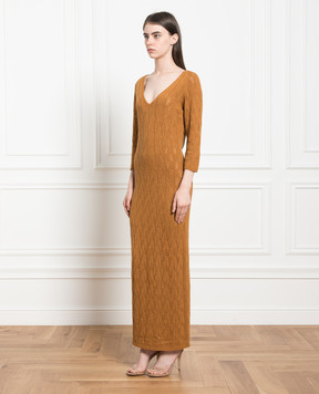 Twinset Коричнева сукня з фактурним візерунком 232TP3480