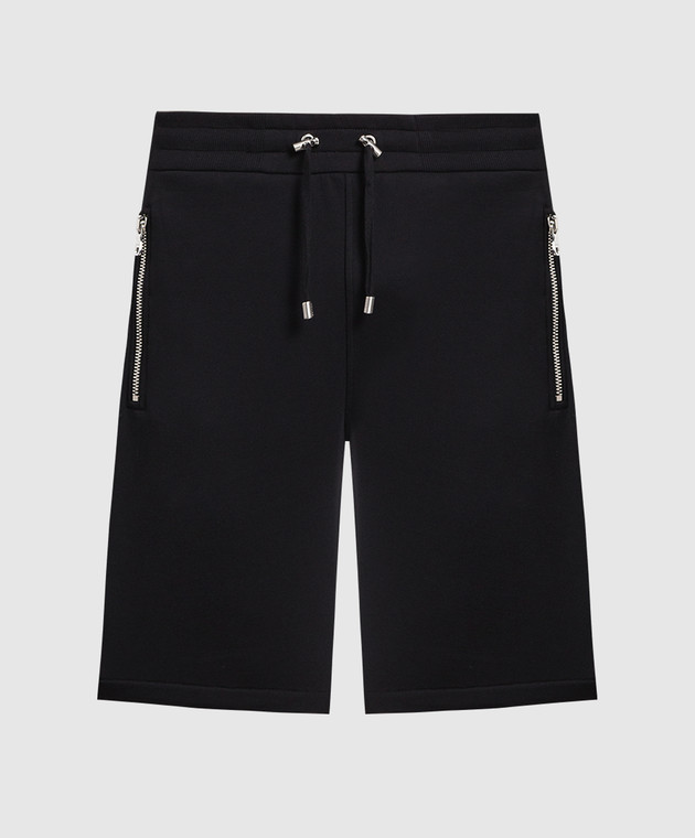 Balmain Black shorts with textured logo AH1OA000BB34