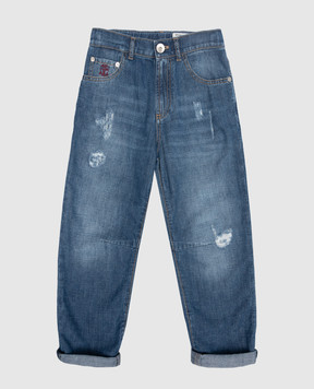 Brunello Cucinelli Дитячі сині джинси з проріхами BE645D304C