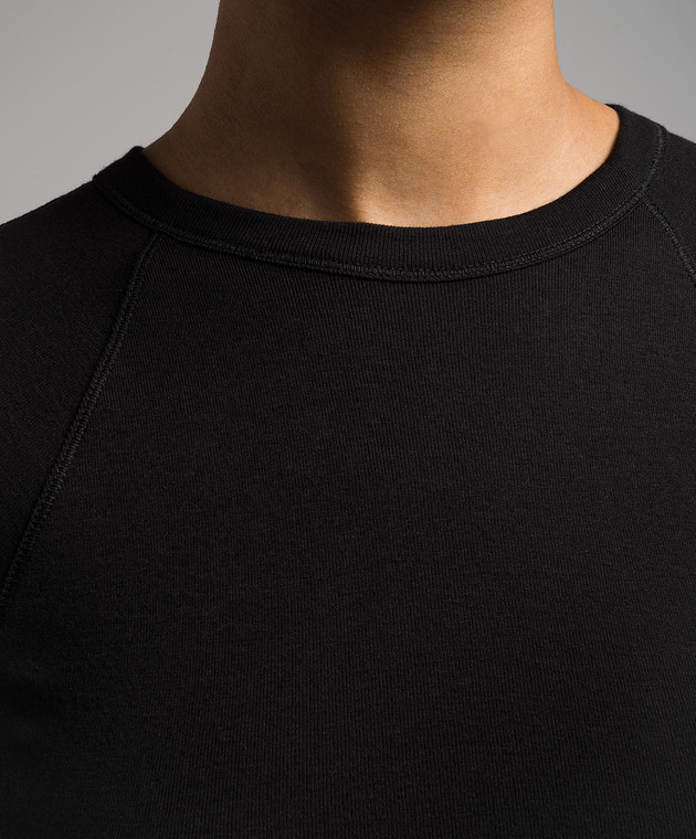 Helmut Lang Черная футболка асимметричного кроя N10HW512 изображение 5