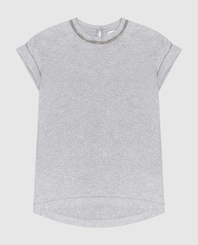 Brunello Cucinelli Дитяча сіра футболка з ланцюжком моніль B0A45T031B