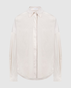 Brunello Cucinelli Бежева блуза з ланцюжком моніль з еколатуні M0091MA636