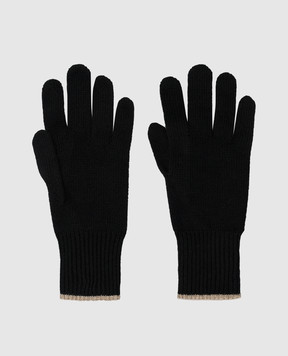 Brunello Cucinelli Черные перчатки из кашемира M2293118