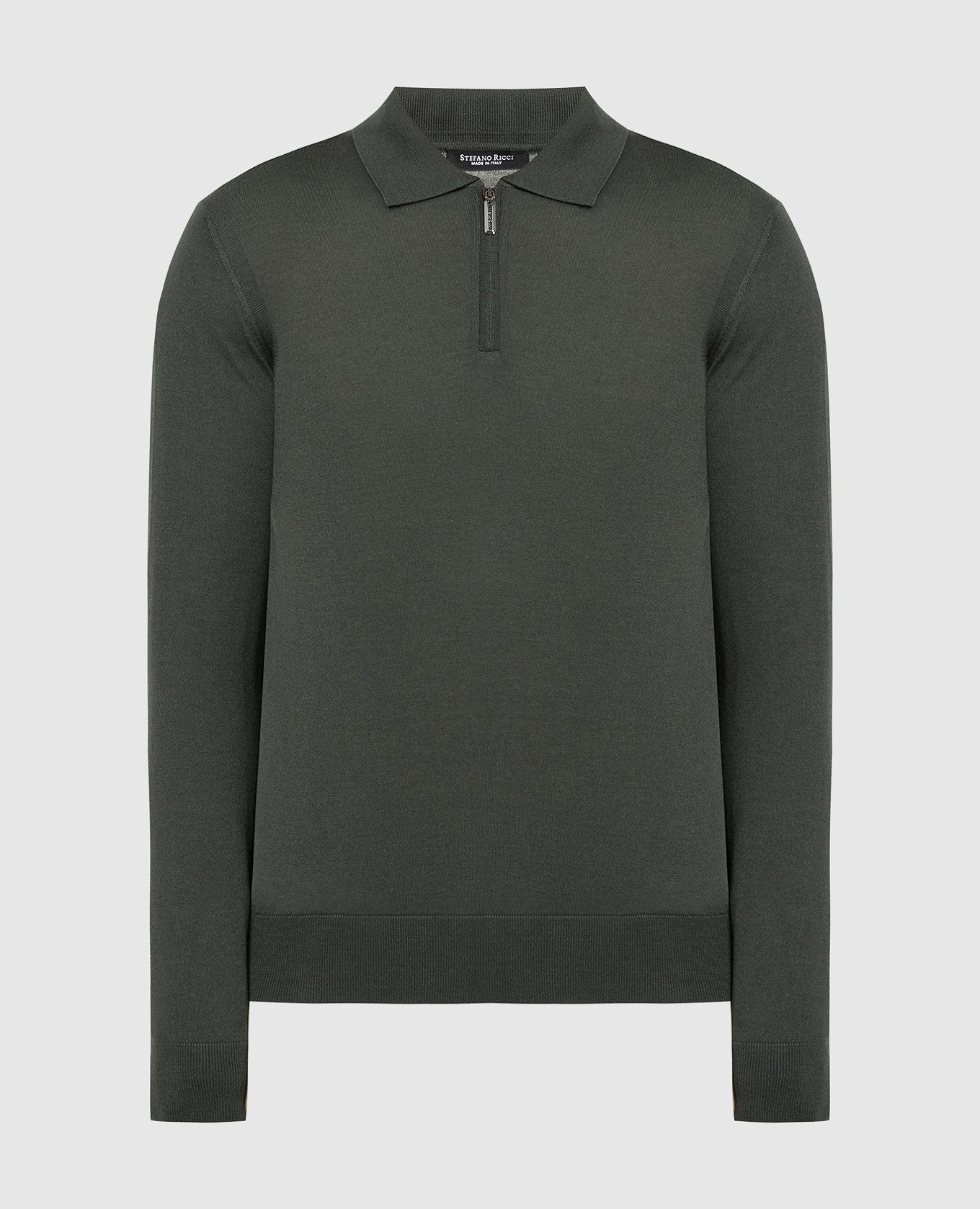 Green cashmere and silk polo shirt